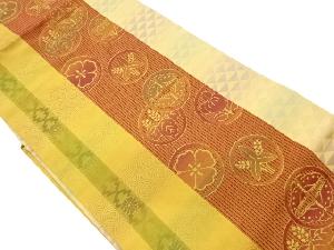 縞に家紋模様織出し名古屋帯